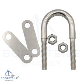 U-bolt with 2 plates and 2 nuts DIN934 M6 x 42 mm - (Pack of 2) - A4 stainless steel - shackle bolt, threaded bracket I BOOTSTEILE BRAUER®