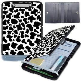 GYSYZJDH Clipboard with Storage, Heavy-Duty Side-Opening Folder with Pen Holder, Durable Plastic Nursing Clipboard for Nurses, Teachers, and Sales, Cow Prints