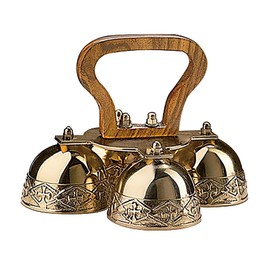 Trinity Church Supply 4-Bell Embossed Brass Altar Bells Religious Catholic Church Decor Supplies Christmas Decorations, 6-1/4 Inch x 4-3/4 Inch