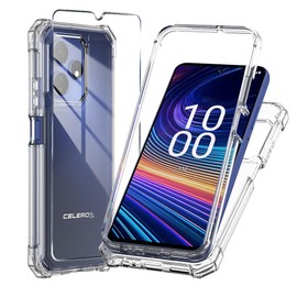 Mocotto for Boost Mobile Celero 5G+ Plus 2024 (3rd Version) Case with Tempered Glass Screen Protector,Slim Soft Silicone Full-Body Protective Case (Clear)