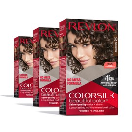 Revlon Colorsilk Beautiful Color - Tinte permanente para el cabello, versión antigua, marrón oscuro 30 (paquete de 3)