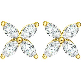 Women's 925 Sterling Silver Four-Leaf Necklace Earrings, Butterfly Chain Bracelet, Stud Ring, Ladies, Dupes Jewellery, Gifts for Women, Christmas, Birthday, Anniversary, Silver