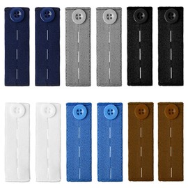 12 PCS Elastic Waistband Extenders, Adjustable Waist Extenders for Pants for Women and Men, Pregnancy Pants Extender Jeans Pants Button Extender (6 Colors)