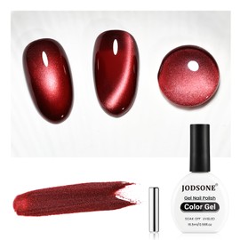 JODSONE 16.5ml Cat Eye Gel Nail Polish Glitter Red Magnetic Reflective Translucent Need U V Curing at Home Salon Design