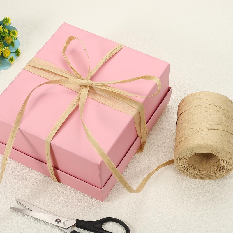 PATIKIL Raffia Ribbon 219 Yard, 1 Roll Natural Packing Paper