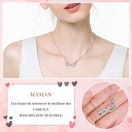 YELUWA Necklace for Mum, Infinity Love for Women, with Mom, Mother's Day Gift for Mother from Daughter Son, Birthday Gift with Box, 45 cm + 5 cm, Silver Plated 925, Sterling Silver, Pearl