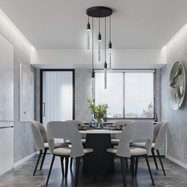 zhllmq Modern Light Fixture Kitchen Island Pendant Light Dimmable LED Black Mini Pendant Lighting Dinning Room Living Room Kitchen Black Pendant Lights（5-Light）