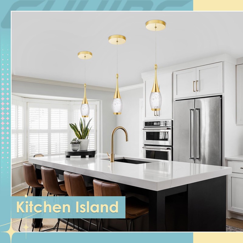 CHYING LED Pendant Light Kitchen Island Bubble Crystal Pendant Lighting