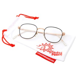 grinderPUNCH Kids Classic Retro Vintage Square Clear Lens Eyeglasses Metal Glasses Frame (Gold)