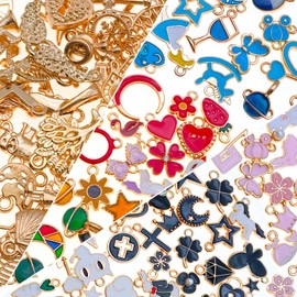 WOCRAFT 150pcs Enamel Bracelet Charms for Jewelry Making DIY Necklace Bracelet Keychain Crafting Charms Kit Craft Supplies (HK449)