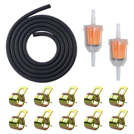 ANBOWEI 1/4" Fuel Hose, 6mm ID Fuel Line Set, 2 Meter Fuel Pipe with 2pcs Fuel Filters and 10pcs Hose Clamps for Moto, Scooter, Cars, Tractors, Lawn Mower and Small Engines