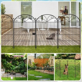 Yudlto 10 Panels No Dig Dog Fence Outdoor for Yard 40in (H) x 22ft(L) Garden Fence with 1 Gate Rustproof Temporary Animal Barrier for Garden Patio Flower Bed with 11 Ground Stakes