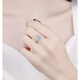 Boray Jewels Moissanite Engagement Ring 1CT, Sterling Silver 18K White Gold Plated Sz 6