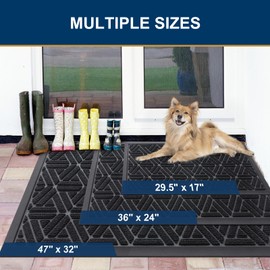 Smiry Front Door Mat Outside Entrance, Heavy Duty Natural Rubber Doormat, Trap Dirt and Moisture Easy Clean Low Profile Patio Porch Welcome Floor Mats for Entry, 71x23 Inch, Black