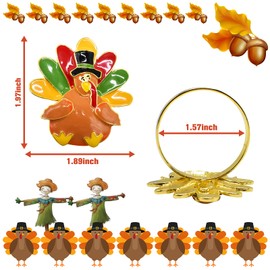 Legigo Set of 6 Turkey Napkin Rings for Table Decorations- Thanksgiving Napkin Holder Fall Napkin Rings for Thanksgiving Dinner Wedding Banquet Family Gatherings Table Settings Decor Present