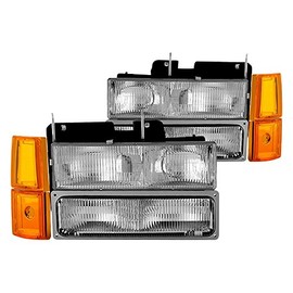 Xtune HD-JH-GCK94-OE-C-SET Headlight (0 94-99 / Chevy Suburban 94-98 / GMC Yukon 94-99 (Not Compatible With Seal Beam) s W/Corner & Parking Lights 8pcs sets -OEM)
