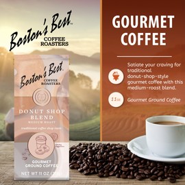 Boston’s Best Coffee - Donut Shop Gourmet Coffee, Hearty Medium Roast, Premium Ground Coffee, 11 oz. / 311 g Coffee Bag