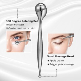 QooWo Eye Roller, Facial Roller Massager - Reduces Puffiness, Dark Circles, Cooling Therapy for Tired Eyes (with Applicator)