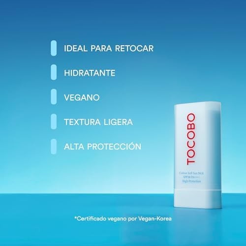 TOCOBO Cotton Soft Sun Stick SPF50 PA 19 g Barra Solar Suave de Algodón 19 g Barra Solar Facial Vegana con Acabado Mate