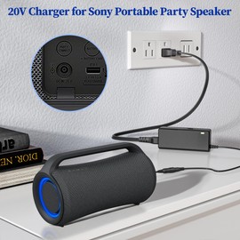20V Charger for Sony SRS-XG500 Wireless Speaker AC Adapter for Sony SRSXG500 SRS-XG500 XG500 X-Series MEGA BASS Portable Bluetooth Wireless Speaker Power Supply Cord for AC-E2040U ACE2040U