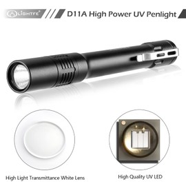 LIGHTFE Black Light D11A 395nm Ultraviolet Flashlight with high-Power Ultraviolet LED Light Source Suitable for UV Glue Curing, Rock Mineral Detection, pet Urine Detection lamp, AC Leak Detector