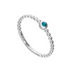 Sterling Silver & Aquamarine CZ Crystal March Birthstone Beaded Band