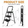 3 Step Ladder, Protable Steel Folding Stool with Wide Anti-Slip