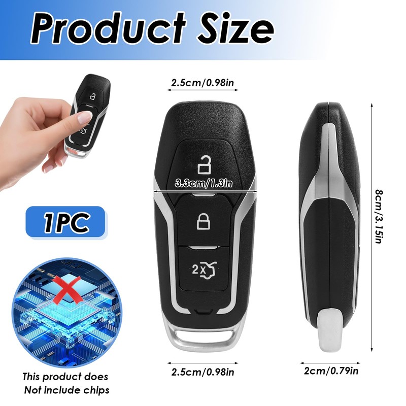 Yerozhui Key Original for Ford Mustang, Key Shell for Ford