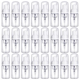 HNYYZL 24-Pack 1oz/30ml Refillable Foam Pump Bottles – Travel-Size Portable Foaming Dispensers for Hand Sanitizer, Soap, Lotion, & Shampoo (Clear Plastic)