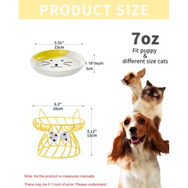 Cat Food Dishes, Elevated Cat Bowls with Non Slip Metal Stand, Raised Cet Food and Water Bowl, Cat and Small Dog Bowl, Tilted Ceramic Cat Water Bowl,Dishwasher Safe