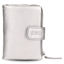 Zwei MW5 Women's Wallet Soft Faux Leather (13 x 10 x 3 cm) Wallet Made of High-Quality Faux Leather with Press Stud and Zip, Wallet with Coin Compartment, 6 Card Slots, 1 Note Compartment, silver,