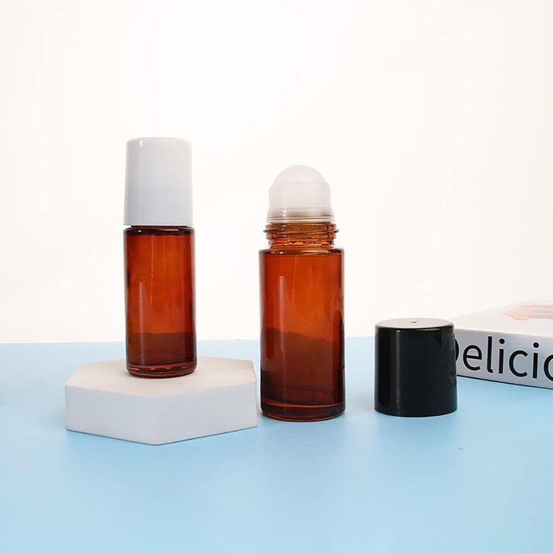 Calsgkspray 2 Pcs Brown 50ml Glass Essential Oil Roller Bottles