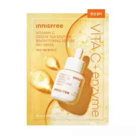 Innisfree [이니스프리] 비타C 그린티 엔자임 브라이트닝 세럼 겔 마스크 25mL [톤업 잡티] 5개 Innisfree Vita C Green Tea Enzyme Brightening Serum Gel Mask 25mL [Tone-up Blemish] 5pcs