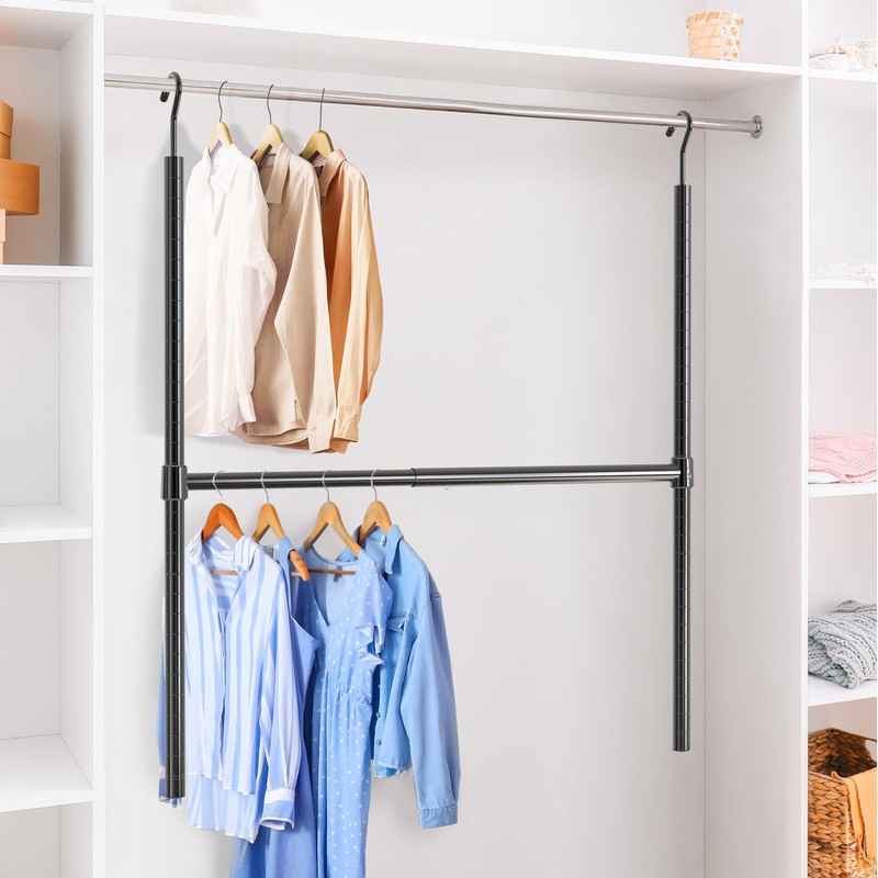 Simple Houseware Adjustable Closet Hanging Rod, Black
