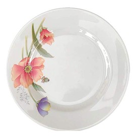 Z-Moments Melamine Round Plate Platter, 6-1/4", 8", 10", 12", 14" Inch, White with Flora Printing, HB Series (48, 10")