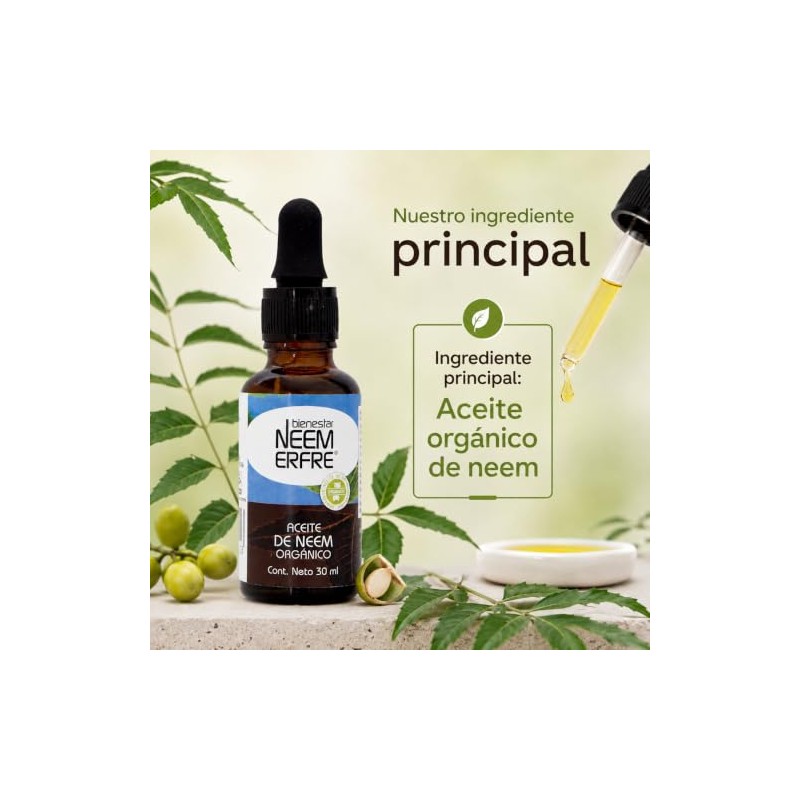 Aceite de NEEM Orgánico 100% puro sin diluir - Azadiractina