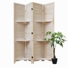 Room Divider with Shelves, 5.6 Ft Tall Folding Wood Screen
