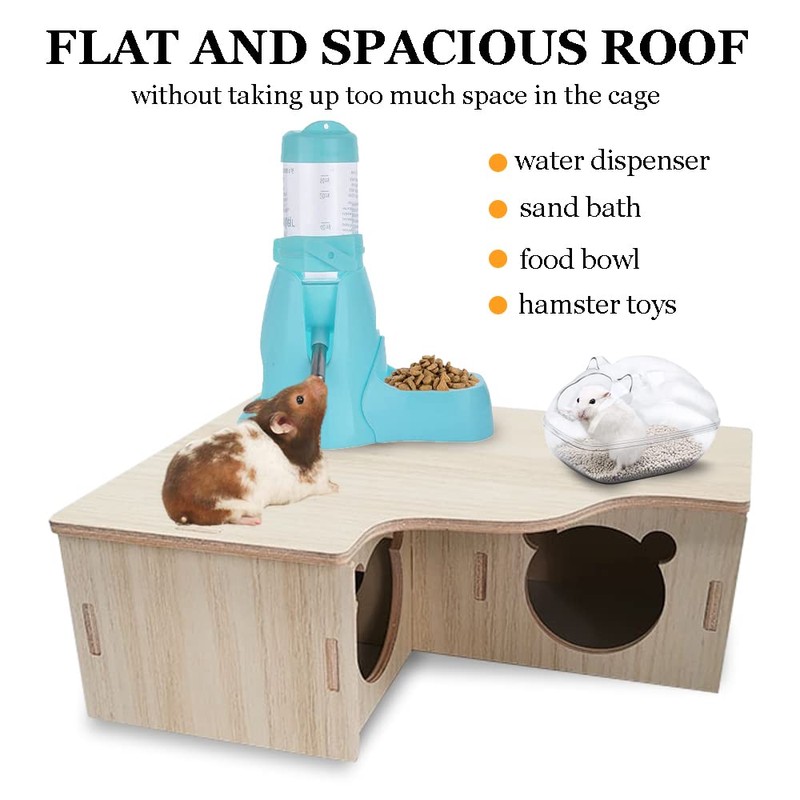 Wooden Hamster House, Corner House Hamster Hideout Cage Décor for