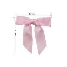 7Rainbows 50pcs Boutique 1.5" Pink Satin Ribbon Mini Bows for Craft Sewing Scrapbooking Wedding and Gift Wrapping