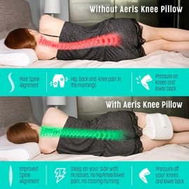 AERIS Knee Pillow for Side Sleepers,Maximum Sciatica,Joint,Hip,Restless Leg Syndrome,Back,Scoliosis Pain Relief,Sleep Better with Memory Foam Knee Support Cushion,Between Knees Pillow for Pregrancy
