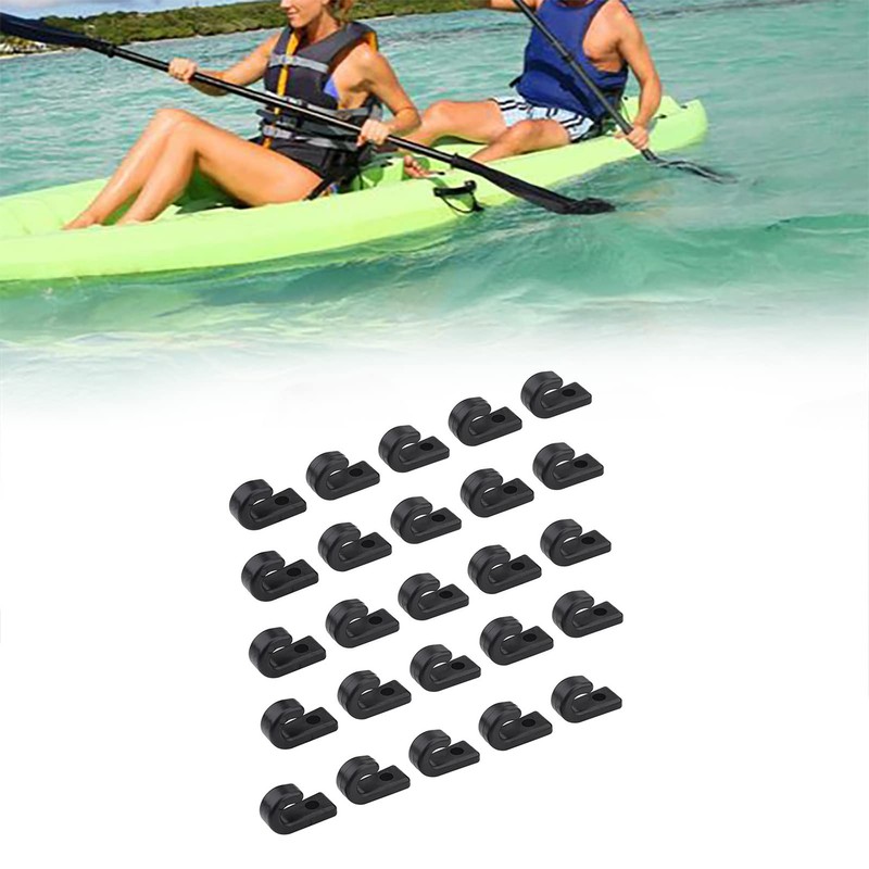 QANYEGN 25Pcs Black Nylon J Hooks, Black Nylon Tie Down