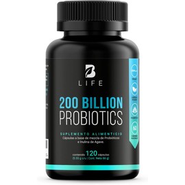 Probióticos 200 Billones 11 Cepas con Inulina de Agave. 120 cápsulas de 500 mg para 2 meses: Probióticos para Hombre y Mujer. 200 Billion Probiotics B Life