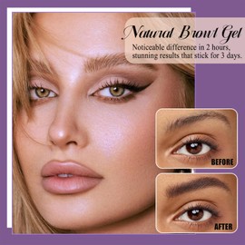 Peel Off Eyebrow Gel, Brown Tattoo Eyebrow Gel Easy Peel Off, Long-lasting Natural Brow Color Up to 3 Days, Waterproof Eyebrow Tattoo for Women, Easy Application for Fuller & Defined Looking Brows