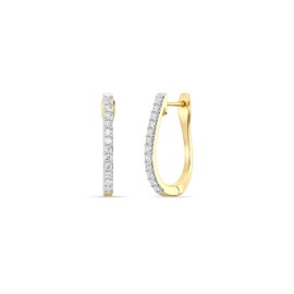 Gilded Lab-Grown Diamond Prong Series Hoop Earrings, 1/4 Cttw | SI1 F Color, 14K Gold-Plated | Elegant & Ethical Jewelry for Women, Gift Box Included | For Anniversaries, Gifting and Special Occasions