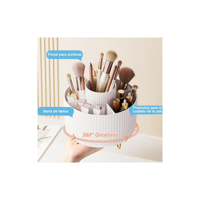 Organizador de Maquillaje, Porta Plumas Escritorio Giratorio 360 Grados