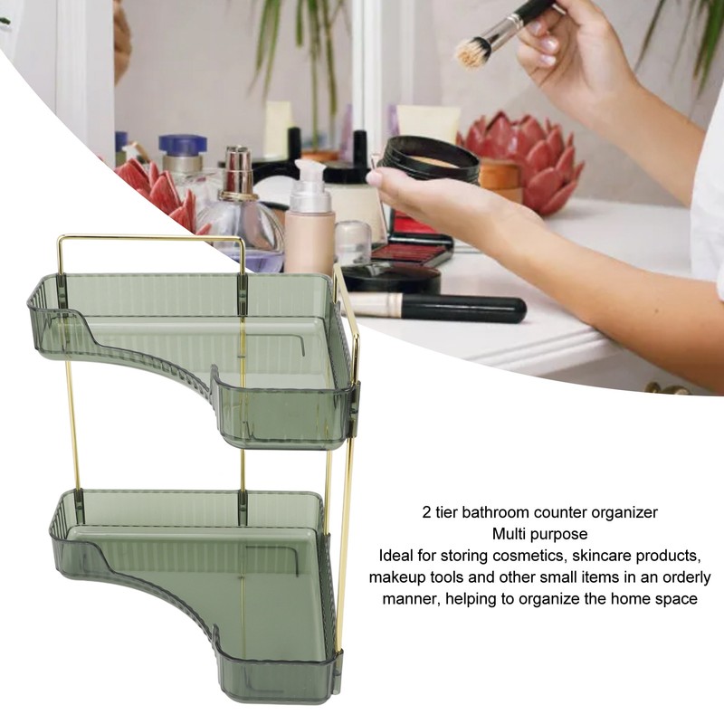 2 Tier Corner Bathroom Countertop Organizer Space Saving Easy Assembly