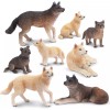 TOYMANY 8PCS Wolf Figures Forest Animals Toy Figurines - Plastic