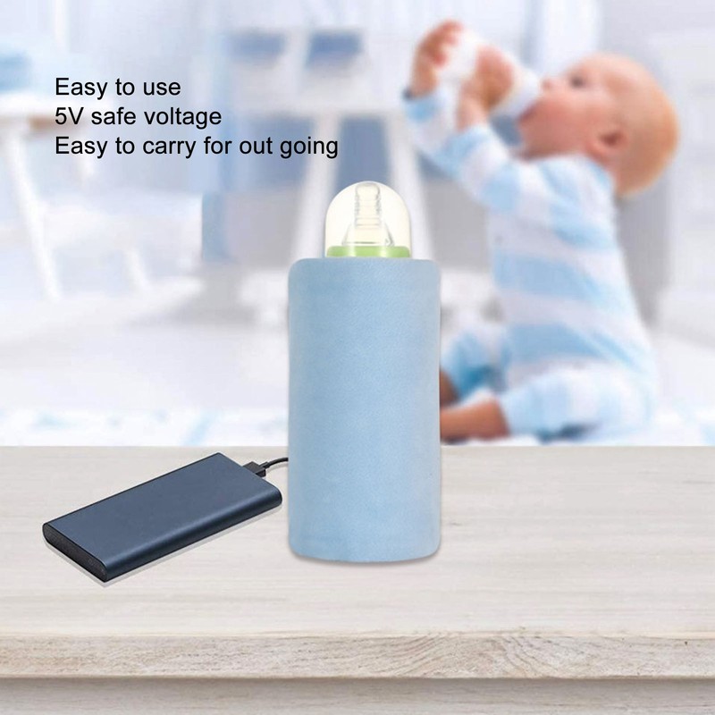 Baby Bottle Warmer Blue Cotton USB Heat Preservation Baby Feeding