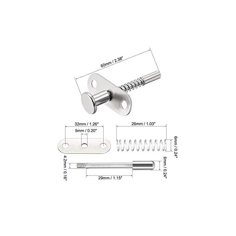 uxcell Plunger Latches Spring-loaded Stainless Steel 6mm Dia Head 6mm