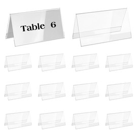 BENECREAT Pack of 16 Acrylic Table Name Badges, 7.8 x 15 cm Blank Name Plate Holder Desk Sign, Double-Sided Name Plate Display Stand for Business Office Meeting Classroom